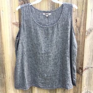 Flax Boxy Tank Top. 100% Linen, Solid Gray.